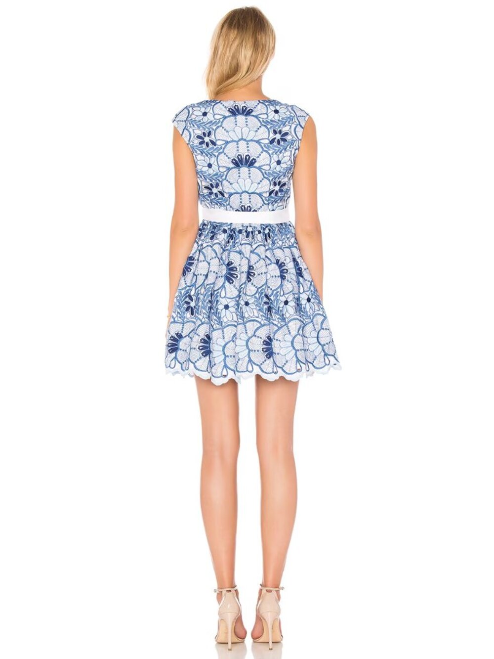 NWT ALEXIS Lucia Embroidered Eyelet Dress Small Blue Floral $550 - Picture 3 of 7